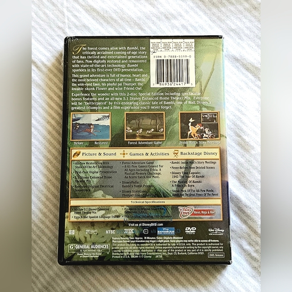 Disney's Bambi 2-Disc DVD Special Platinum Edition NEW! Sealed - Picture 2 of 3